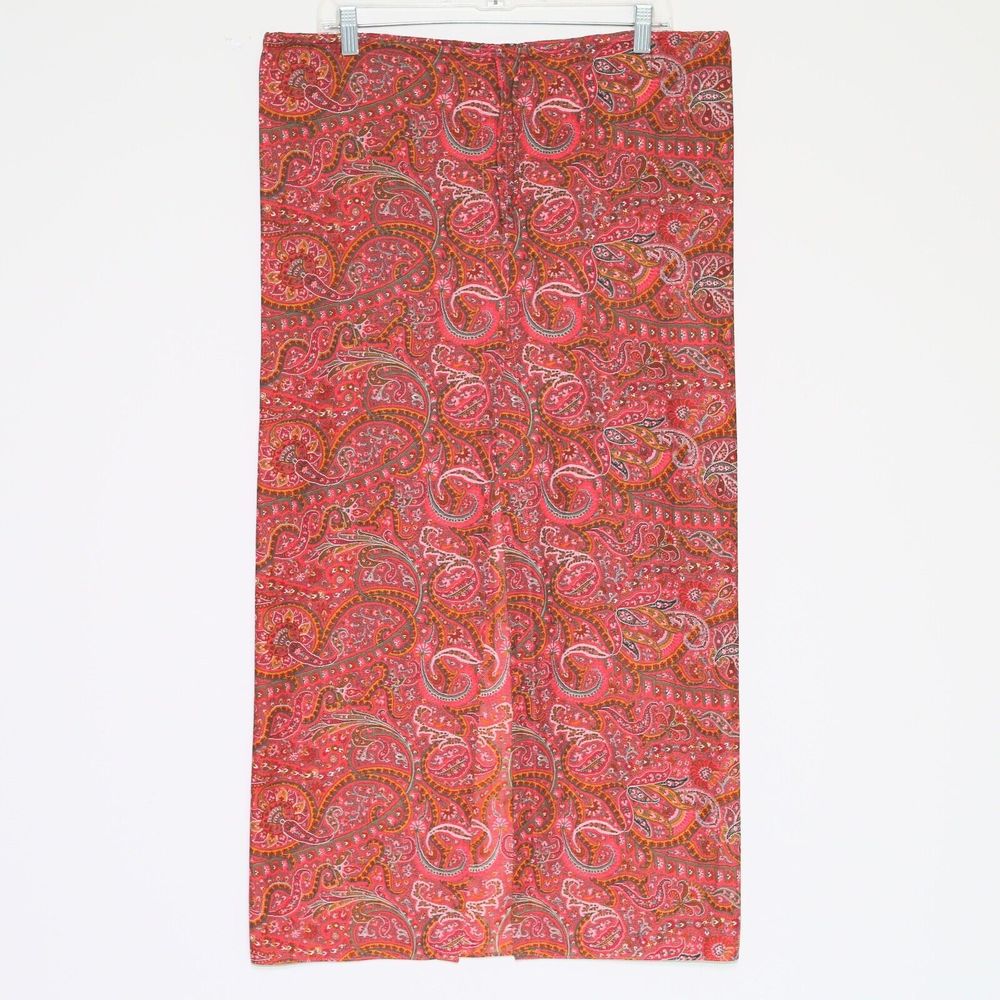 MALIA MILLS - Paisley Design Cotton Drawstring Full Maxi Skirt - Women's Small